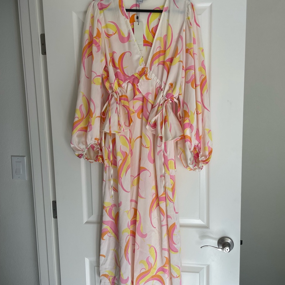 Never Fully Dressed Pink and Yellow Long Sleeve Dress